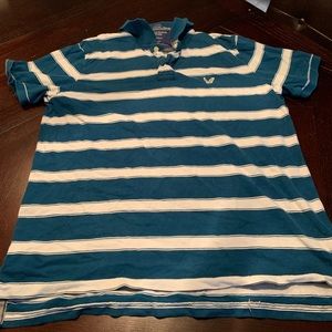 American eagle classic fit blue stripe polo